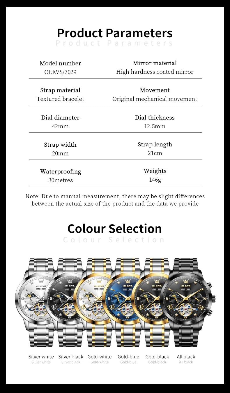 OLEVS 7029 Men’s Moon Phase Automatic Watch