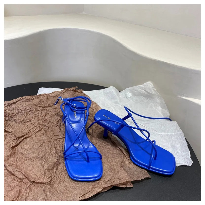 Women’s Summer Gladiator Sandals – Elegant High Heels with Buckle Strap for Party & Wedding