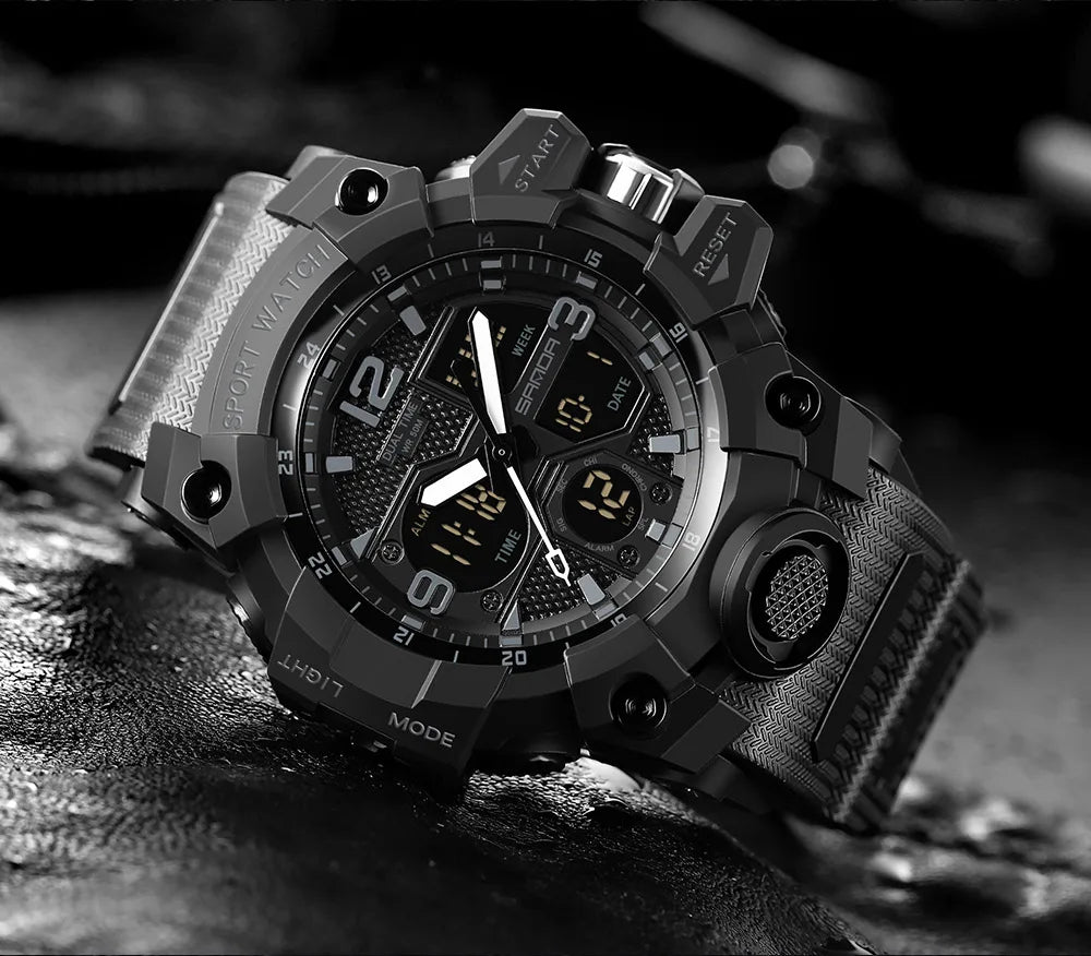 SANDA 6030 Military Digital + Quartz Watch – Waterproof Sports Model