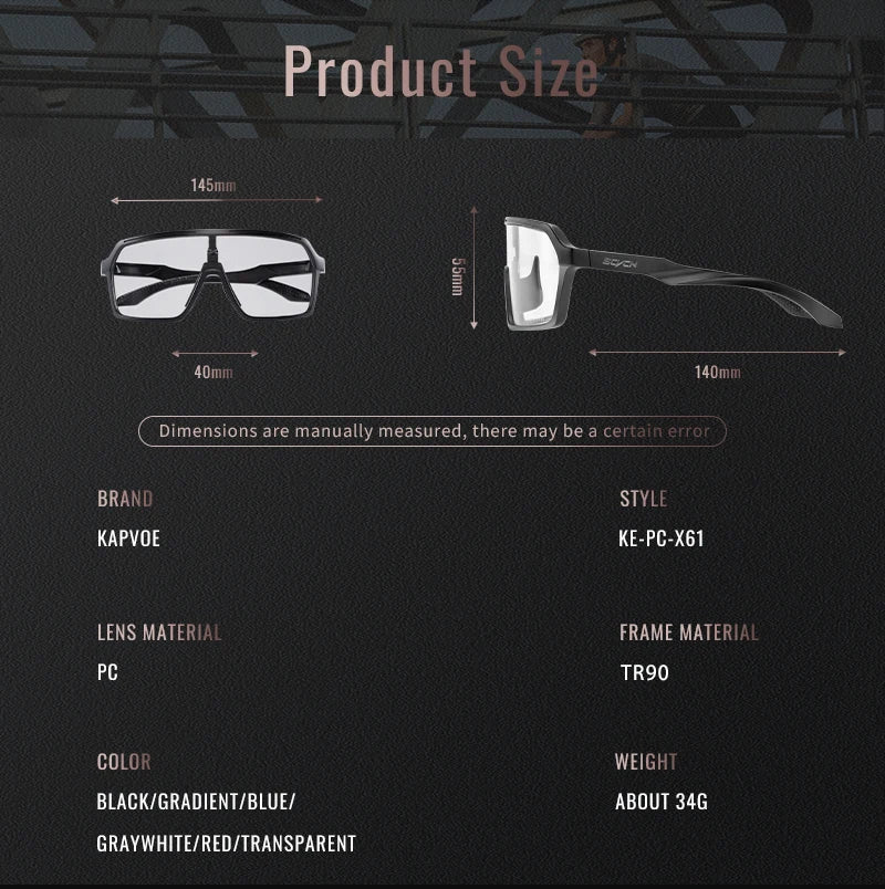 SCVCN Photochromic Sunglasses for Men Fashion Outdoor Sports Bicycle Cycling Glasses Woman Riding Goggles Eyewear Accessories