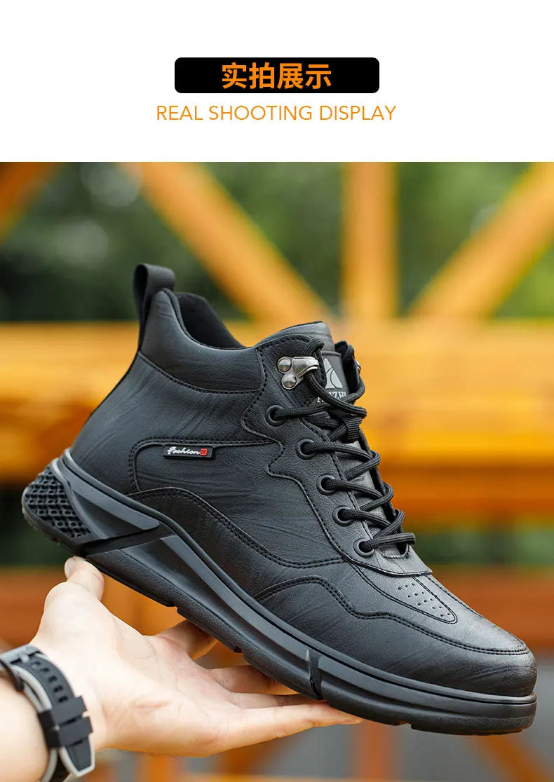 Men’s Safety Boots – Black Leather, Steel Toe, Anti-Scald & Durable Work Shoes