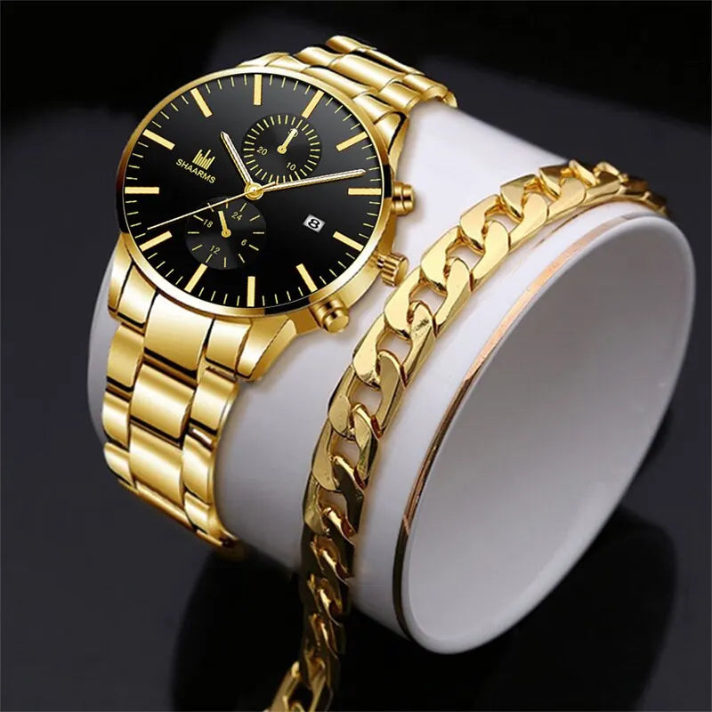 Fashion Men’s Quartz Watch – Stainless Steel Strap