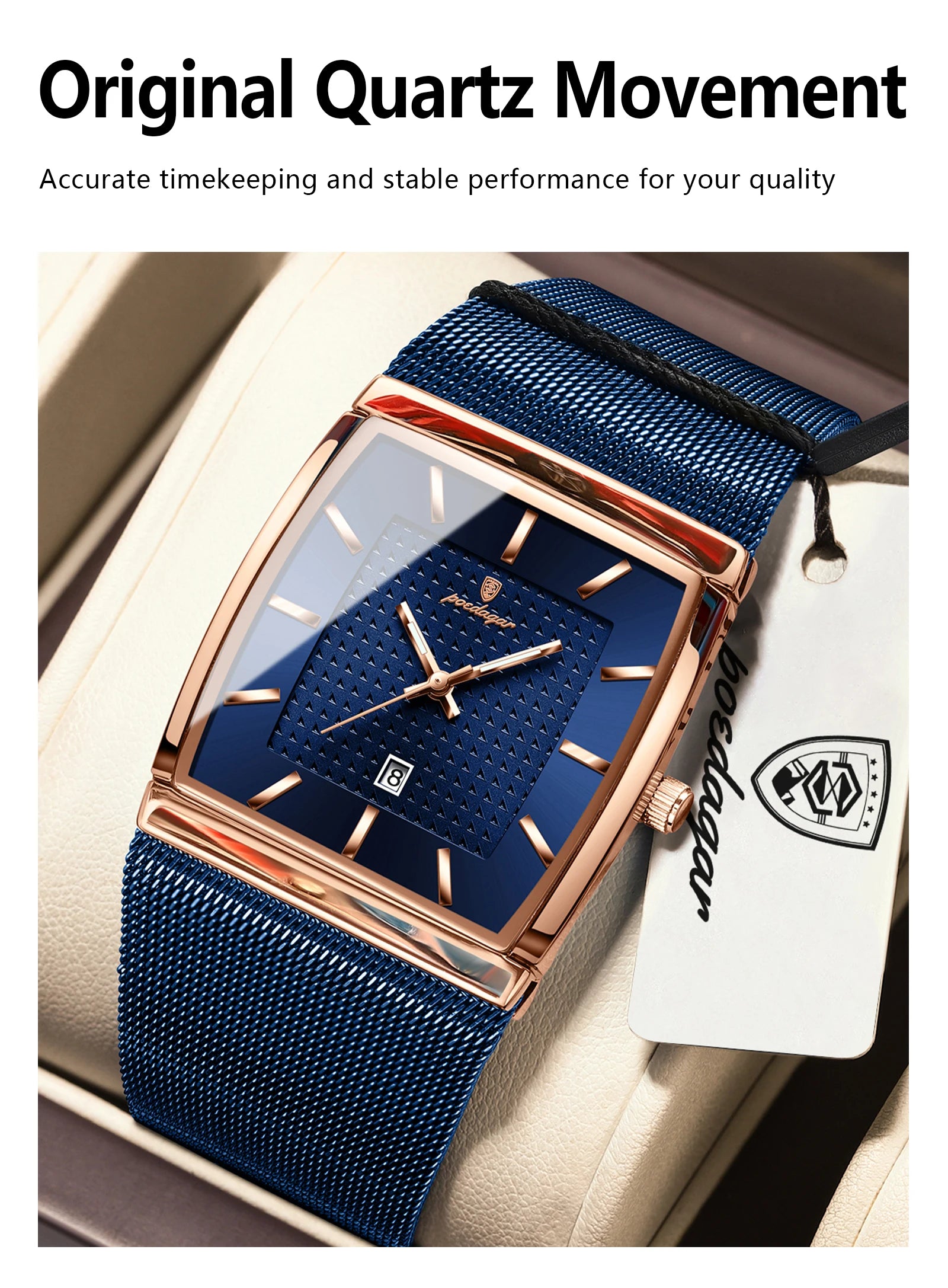 POEDAGAR Men’s Waterproof Quartz Wristwatch – Mesh Strap