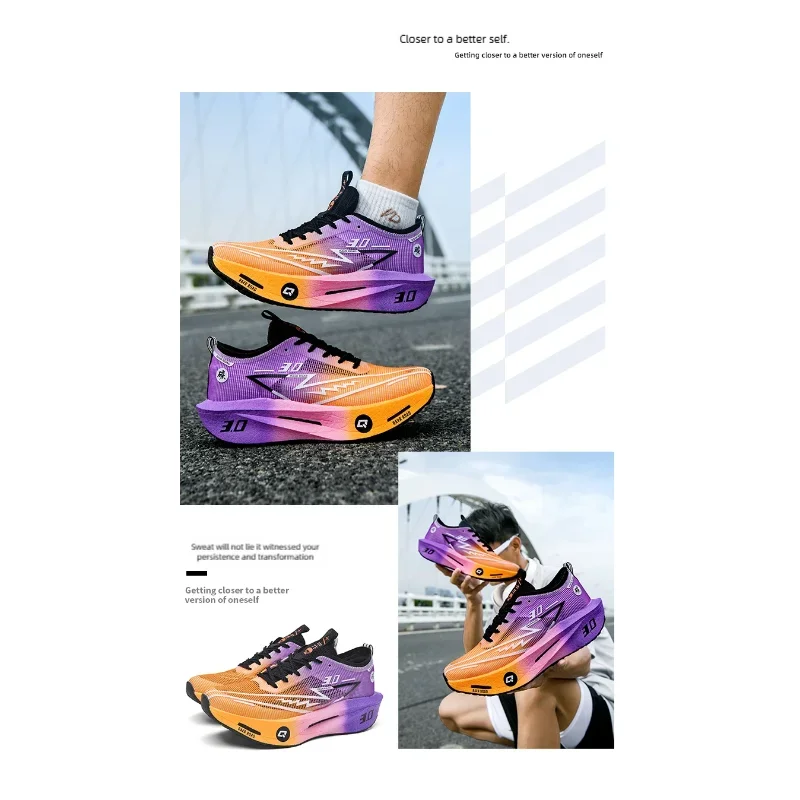 Men's Carbon Board Sneakers Anti-slip Cushioned Comfortable Racing Training Running Shoes Mesh Tennis Shoes Casual for Women