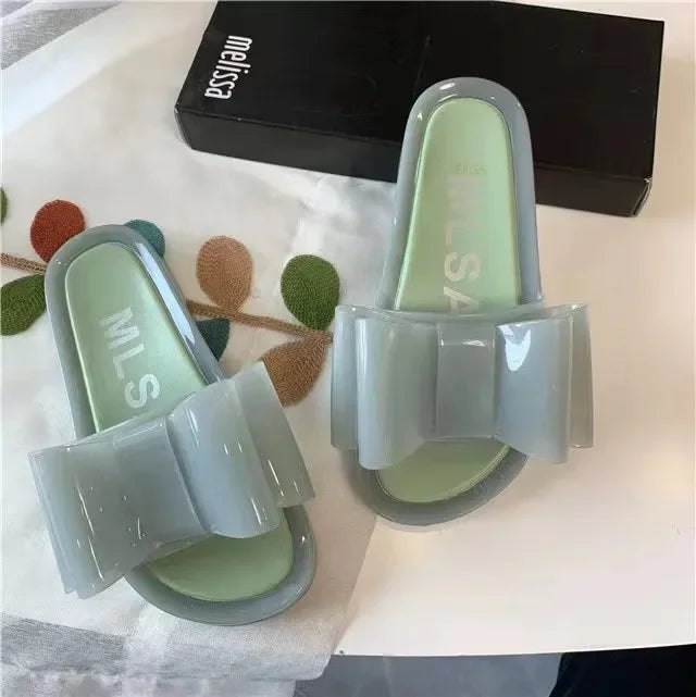 Women’s Summer Jelly Shoes – Fragrant, Solid Color, Butterfly Flat Casual Slippers