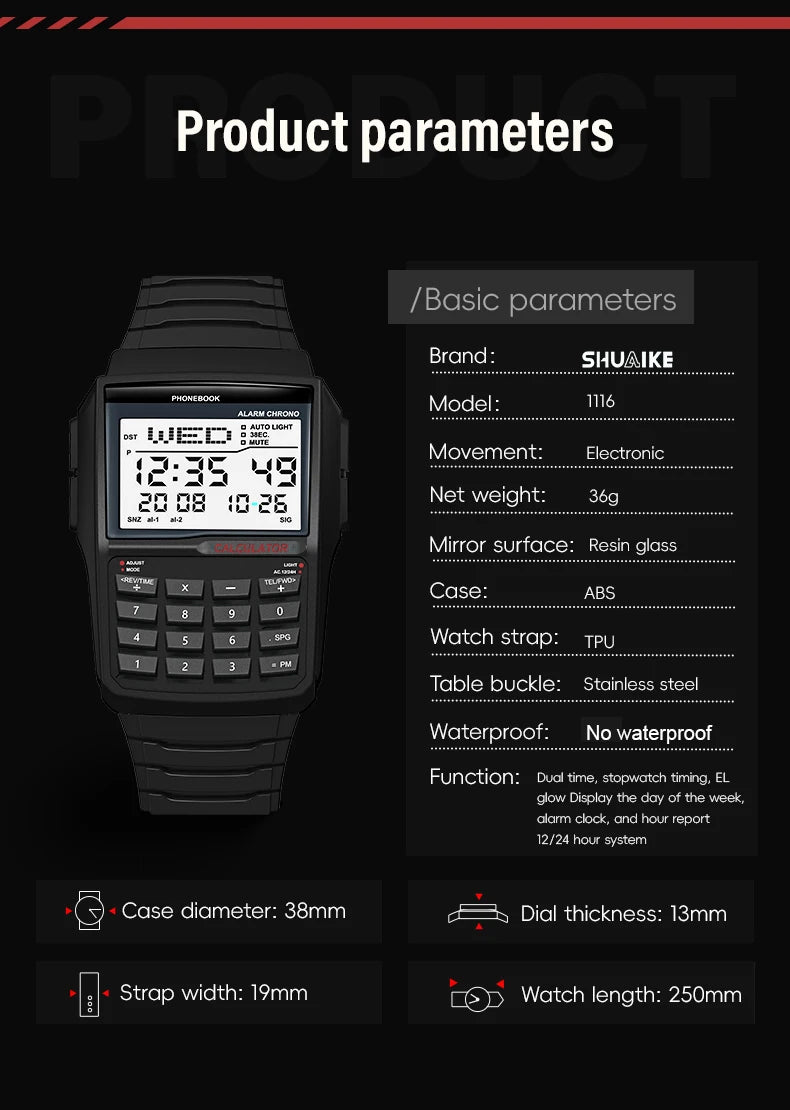 Explosive Men’s LED Calculator Watch