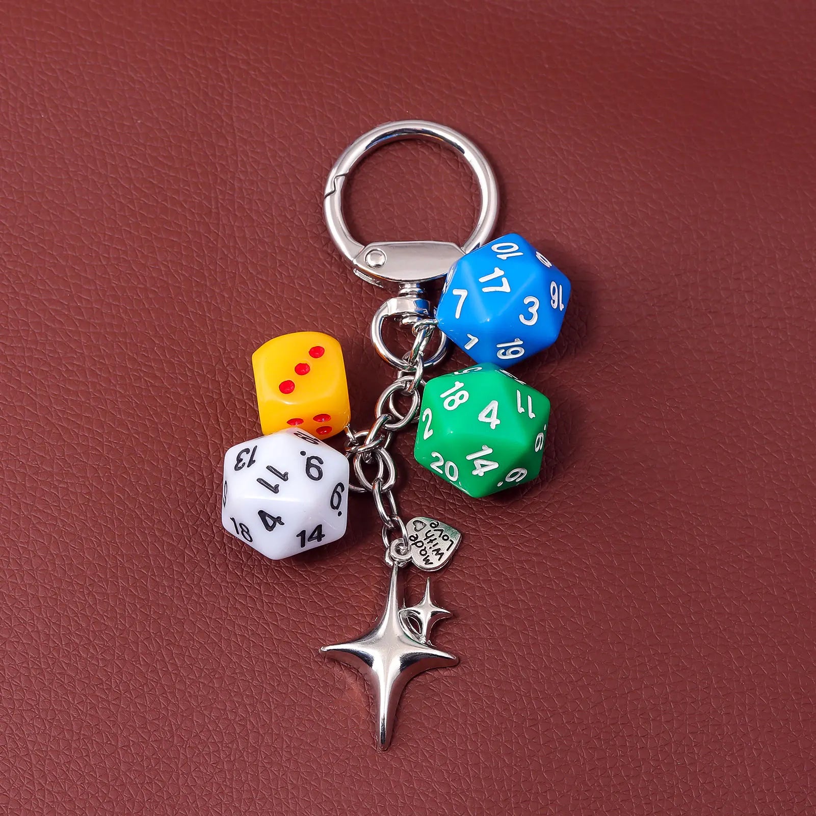 Ins Hiphop Black Dice Keychain Y2K Multi-sided Lucky Dice Keyring Pendant Men Women Car Mobile Phone Backpack Jewelry Gift