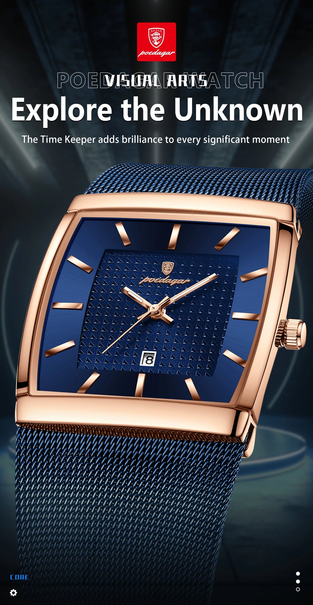 POEDAGAR Men’s Waterproof Quartz Wristwatch – Mesh Strap