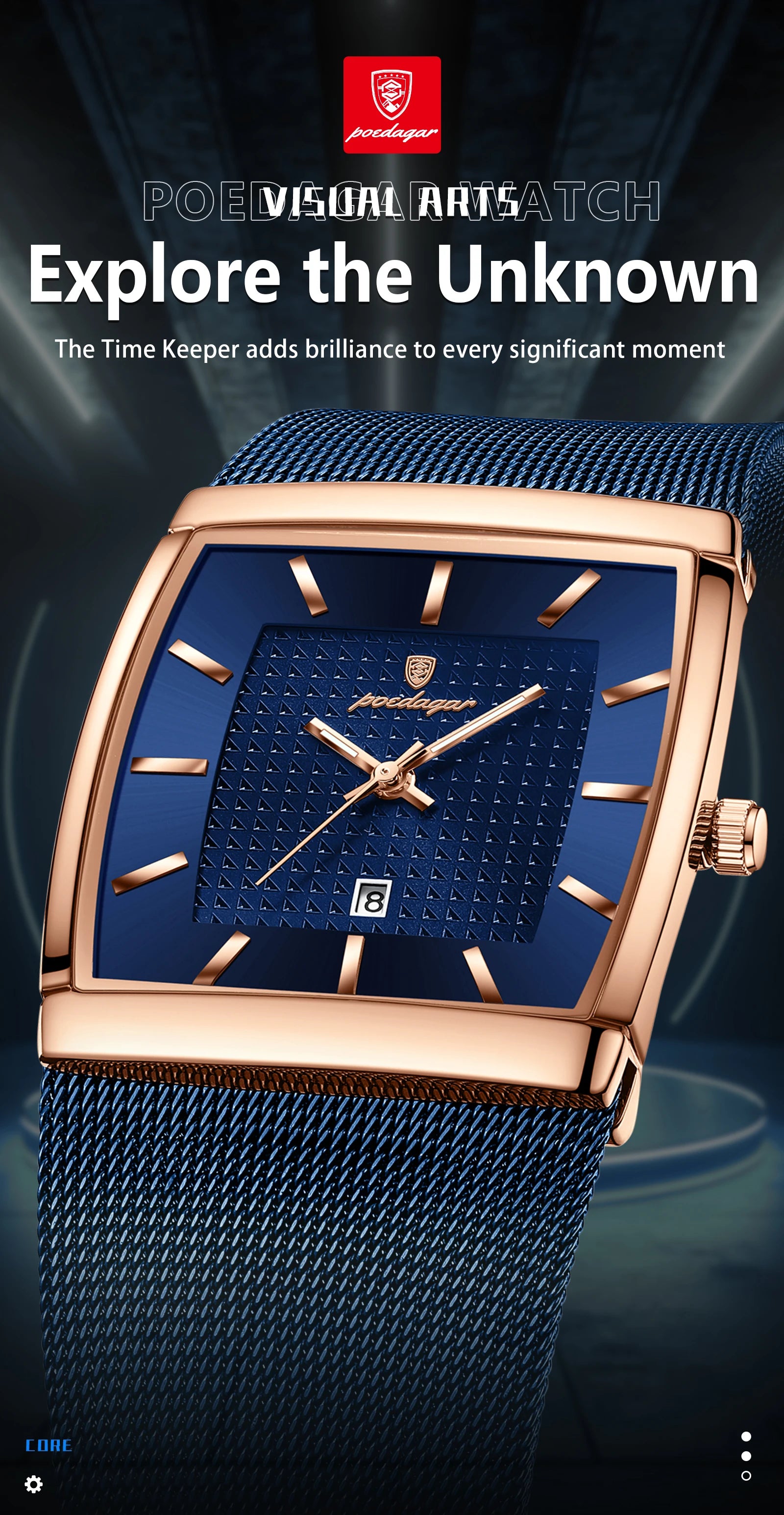 POEDAGAR Men’s Waterproof Quartz Wristwatch – Mesh Strap