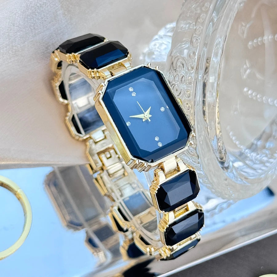 Ladies Rhinestone Dial Rectangular Fashion Watch