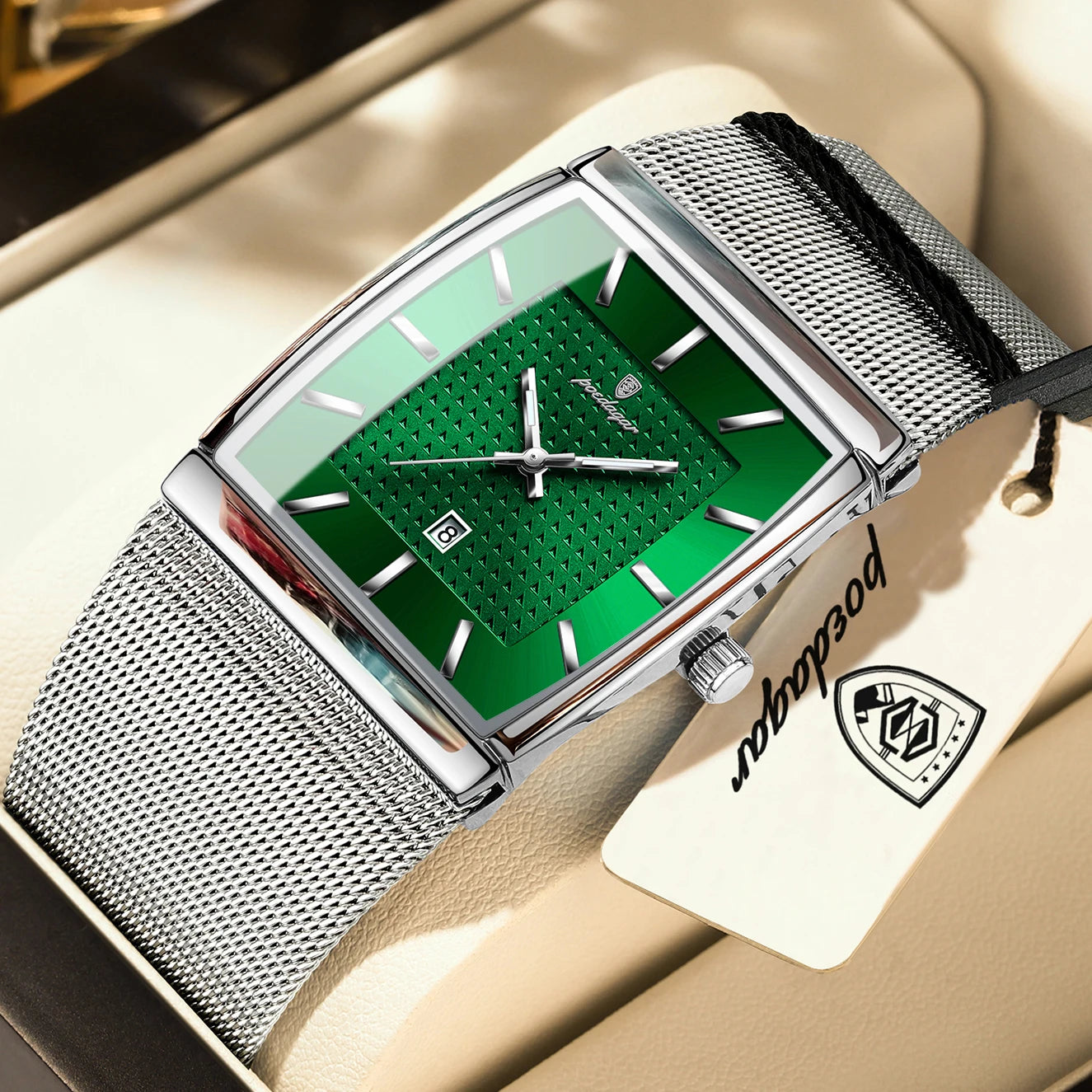 POEDAGAR Men’s Waterproof Quartz Wristwatch – Mesh Strap