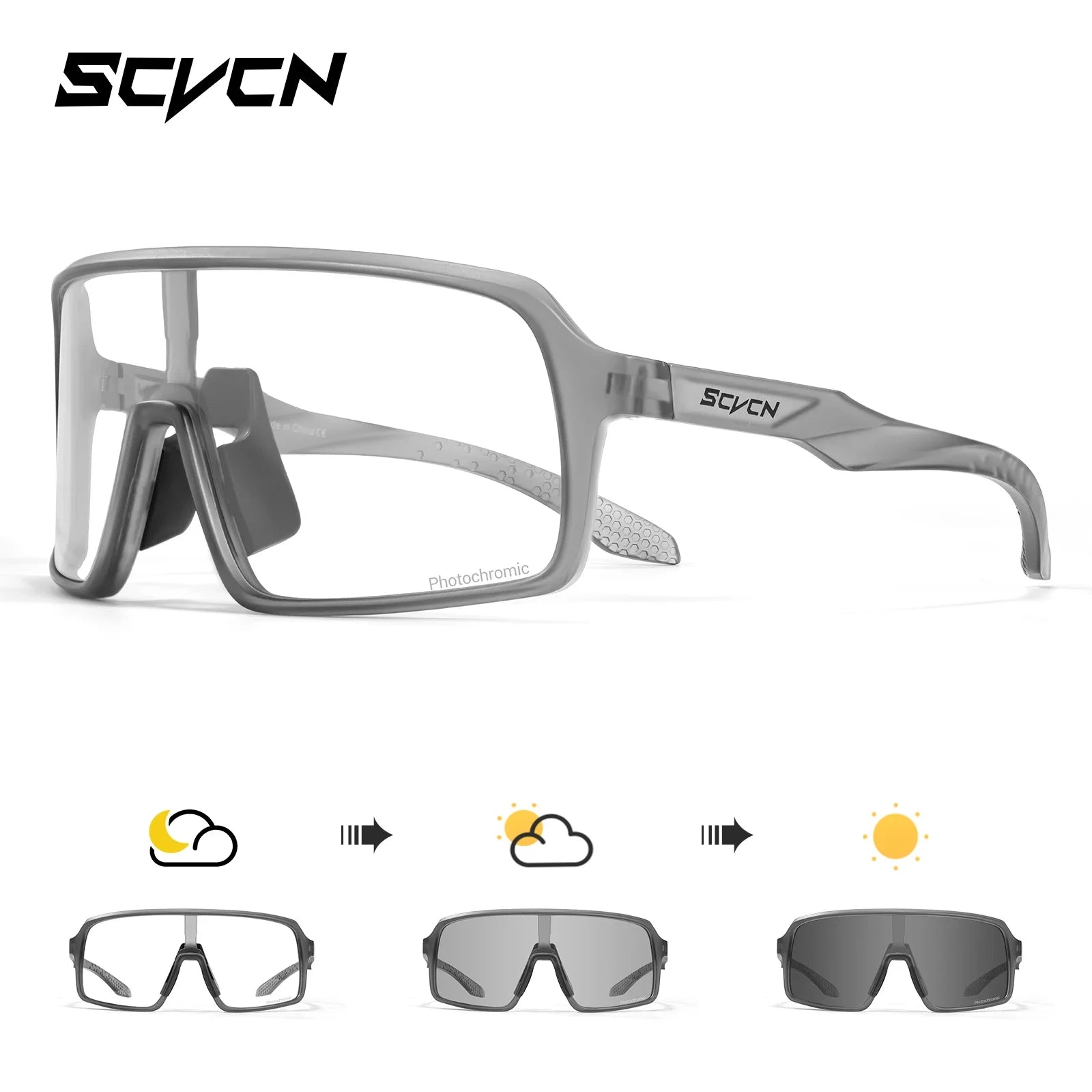 SCVCN Photochromic Sunglasses for Men Fashion Outdoor Sports Bicycle Cycling Glasses Woman Riding Goggles Eyewear Accessories