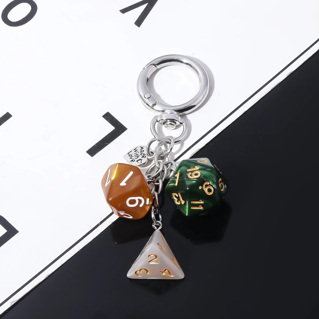 Ins Hiphop Black Dice Keychain Y2K Multi-sided Lucky Dice Keyring Pendant Men Women Car Mobile Phone Backpack Jewelry Gift