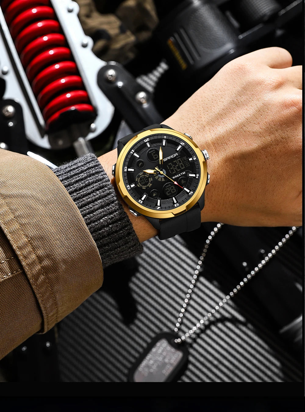 SANDA 9053 Dual-Display Sports Watch – 50M Waterproof