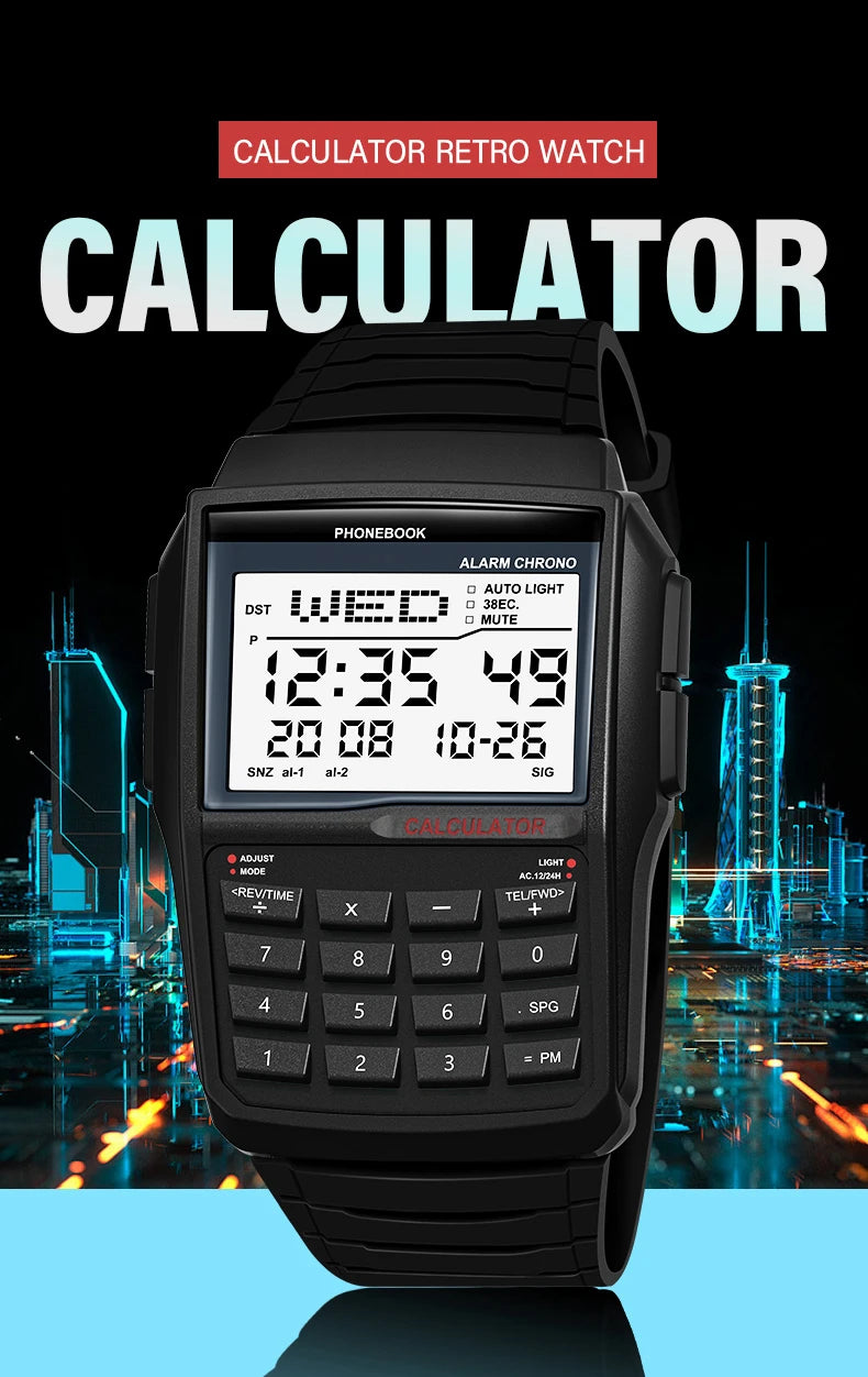 Explosive Men’s LED Calculator Watch