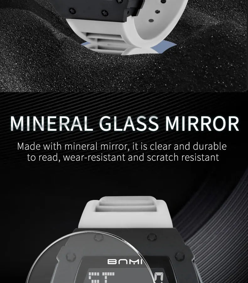 BNMI 2025 Men’s Outdoor Sports Digital Watch – Rectangle Face
