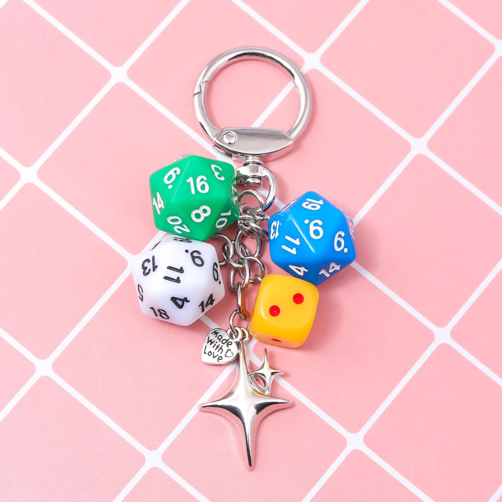 Ins Hiphop Black Dice Keychain Y2K Multi-sided Lucky Dice Keyring Pendant Men Women Car Mobile Phone Backpack Jewelry Gift