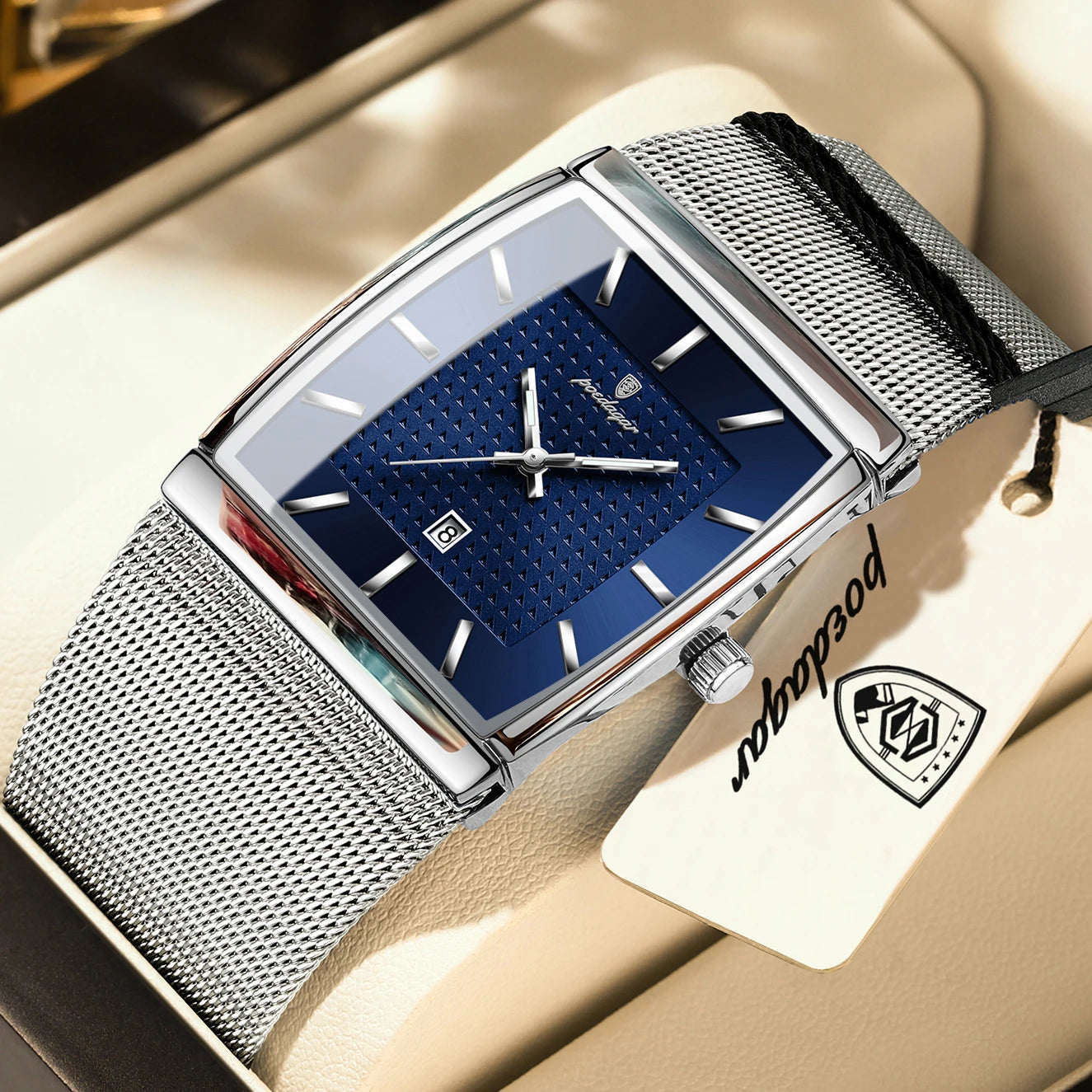 POEDAGAR Men’s Waterproof Quartz Wristwatch – Mesh Strap