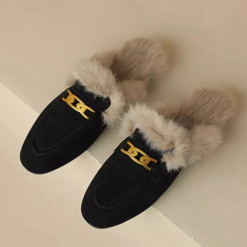 Women’s Winter Slippers – Suede, Warm Fur Mules & Plush Flats, Luxury Designer Shoes
