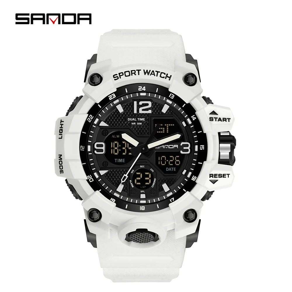 SANDA 6030 Military Digital + Quartz Watch – Waterproof Sports Model