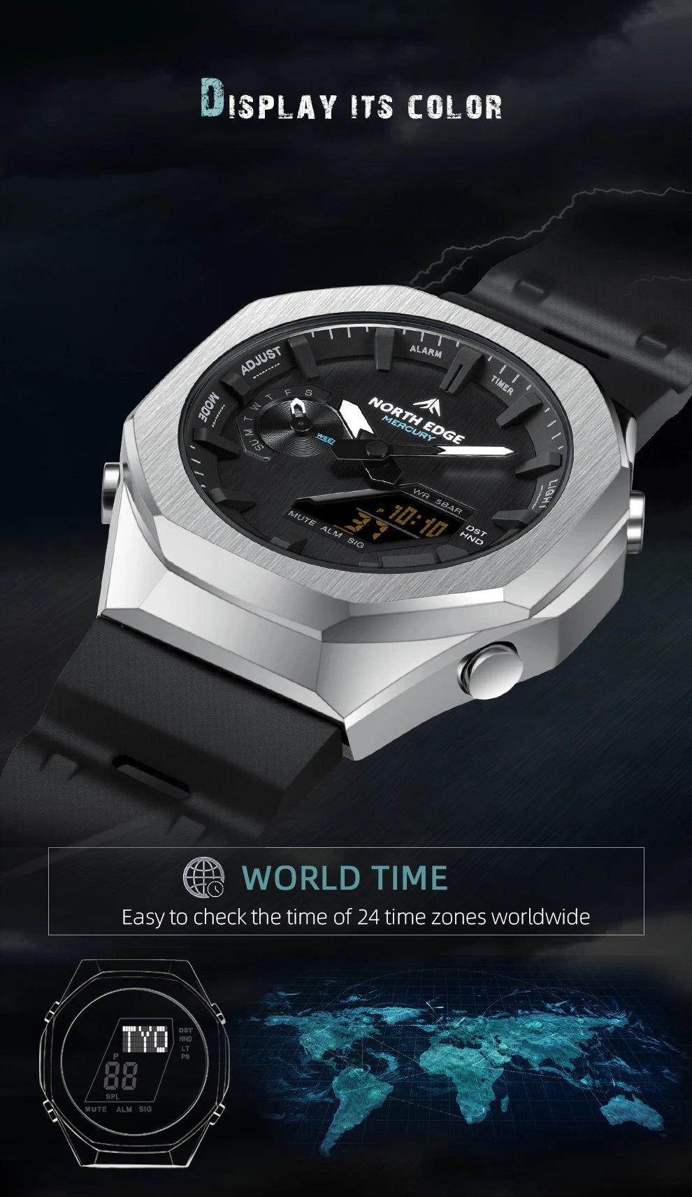 NORTH EDGE MERCURY Men’s Waterproof Digital Sports Watch