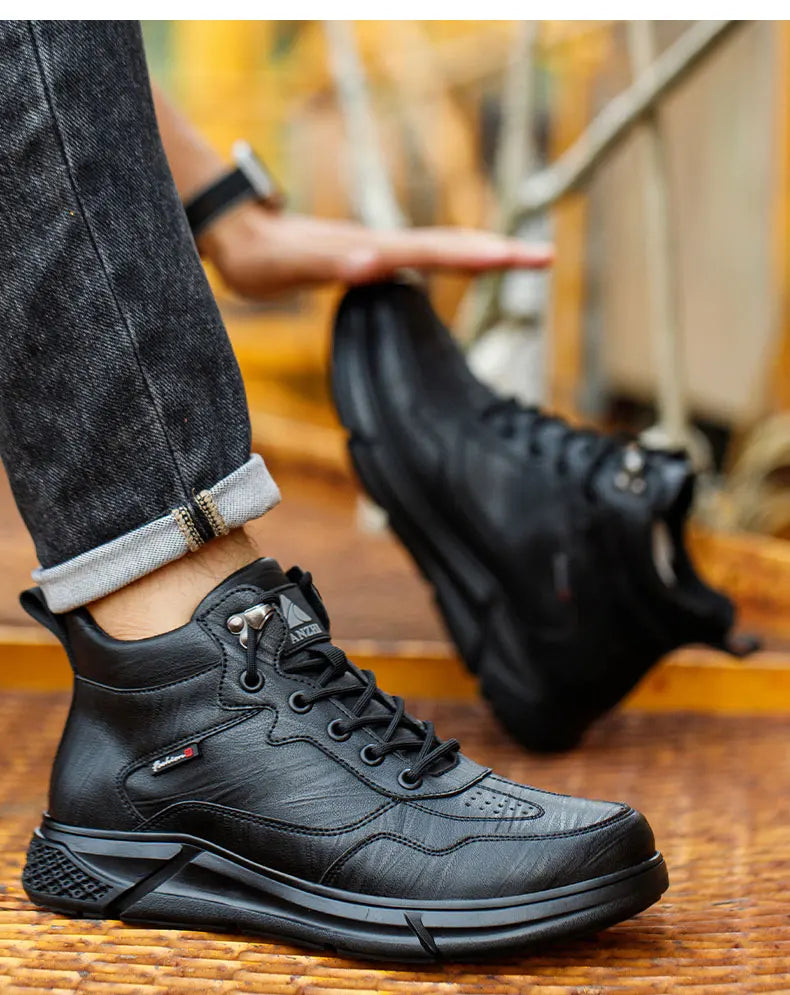 Men’s Safety Boots – Black Leather, Steel Toe, Anti-Scald & Durable Work Shoes