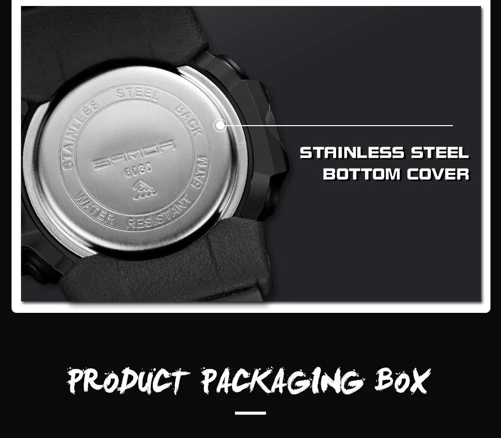 SANDA 6030 Military Digital + Quartz Watch – Waterproof Sports Model