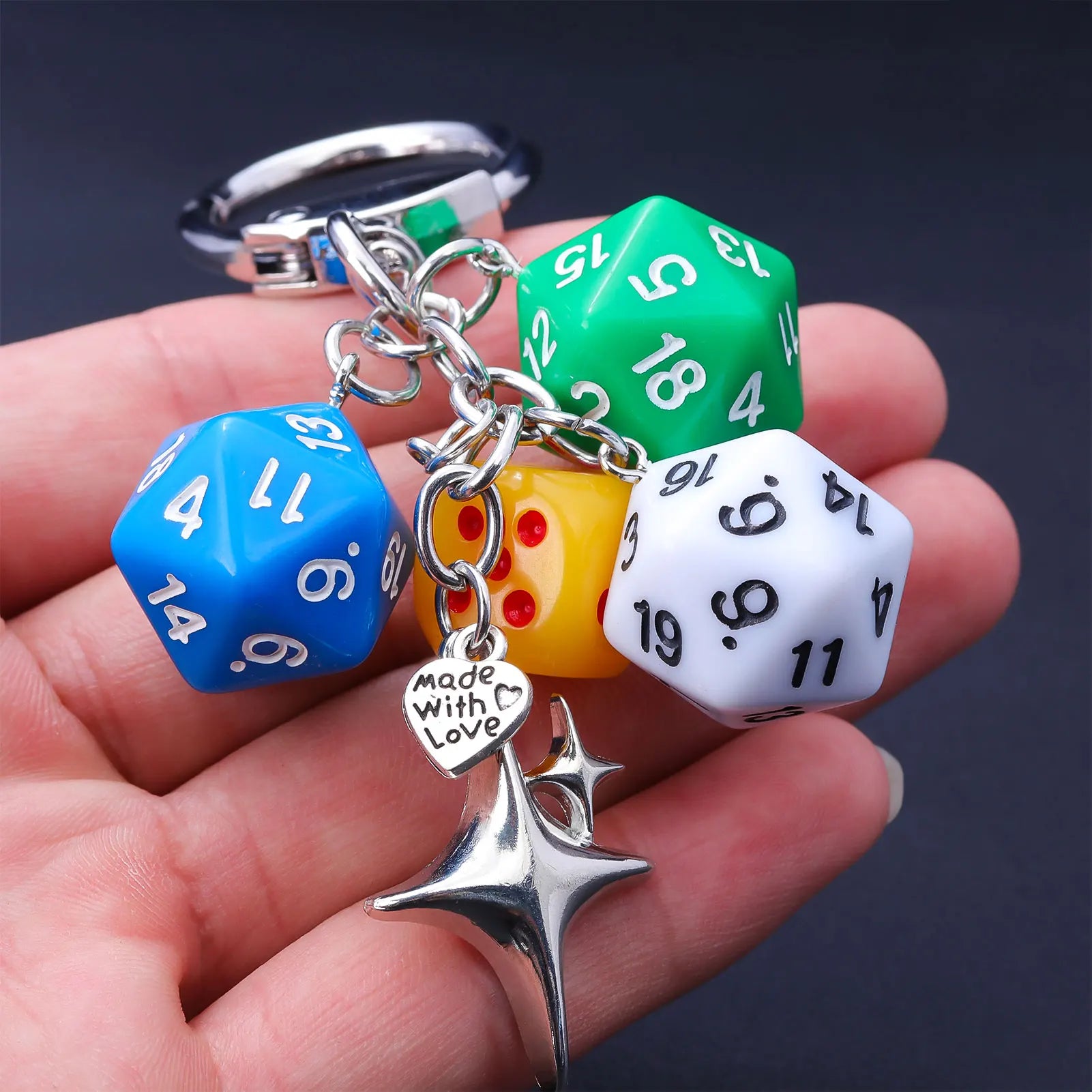 Ins Hiphop Black Dice Keychain Y2K Multi-sided Lucky Dice Keyring Pendant Men Women Car Mobile Phone Backpack Jewelry Gift