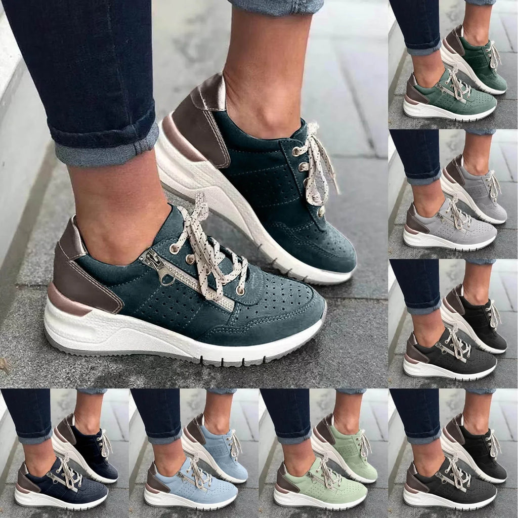2025 Women’s Casual Sneakers – Lightweight, Thick-Soled Lace-Up Shoes