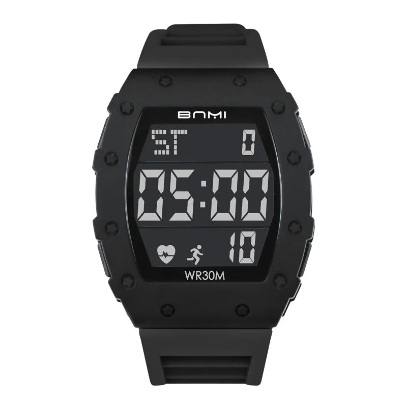 BNMI 2025 Men’s Outdoor Sports Digital Watch – Rectangle Face
