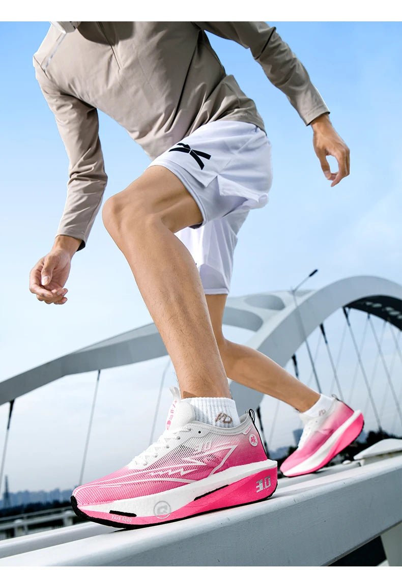 Men's Carbon Board Sneakers Anti-slip Cushioned Comfortable Racing Training Running Shoes Mesh Tennis Shoes Casual for Women