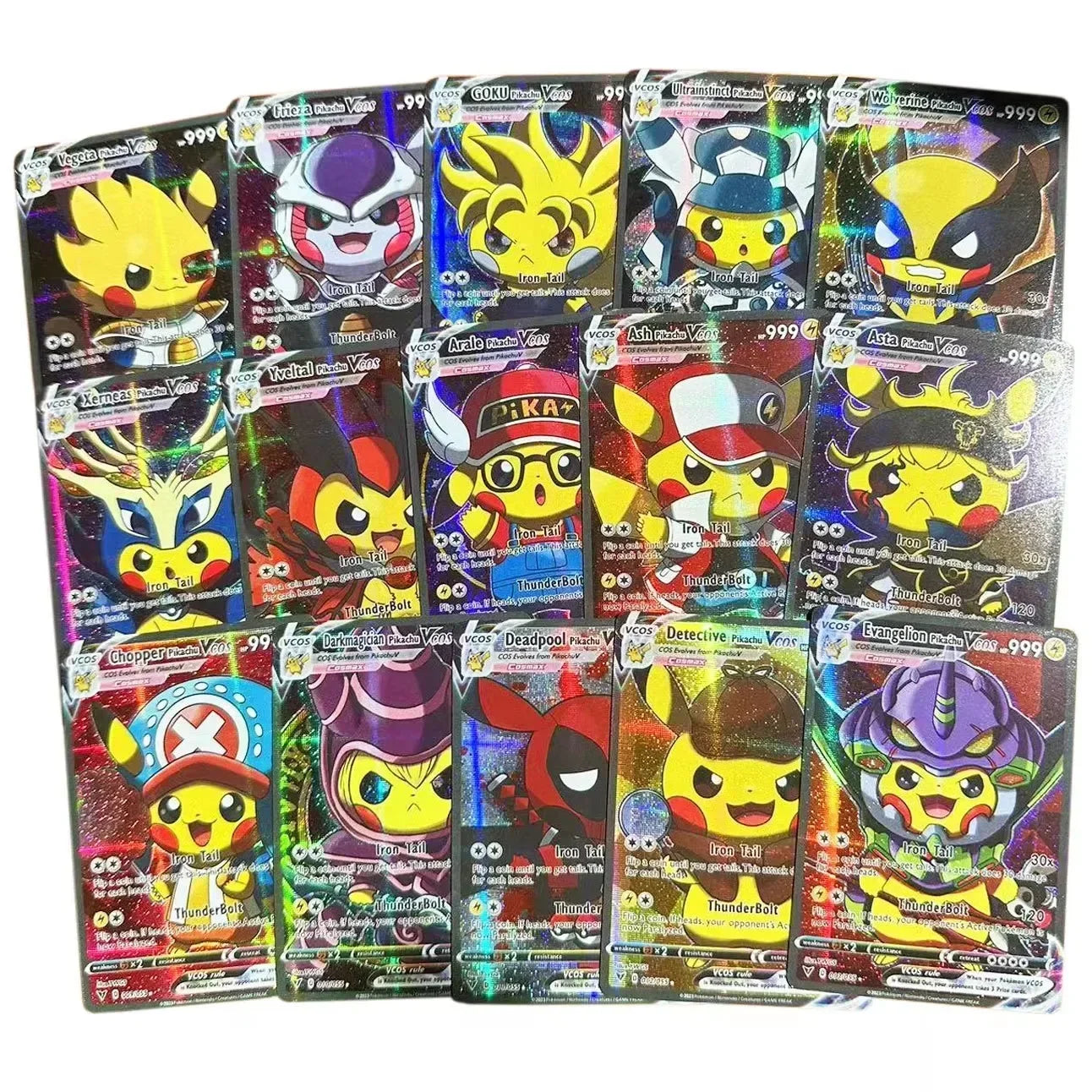 Latest 55PCS Pokemon Anime Holographic Cards Pikachu Characters Cosplay English Shiny Collection Trading Card Toys Kids Gift