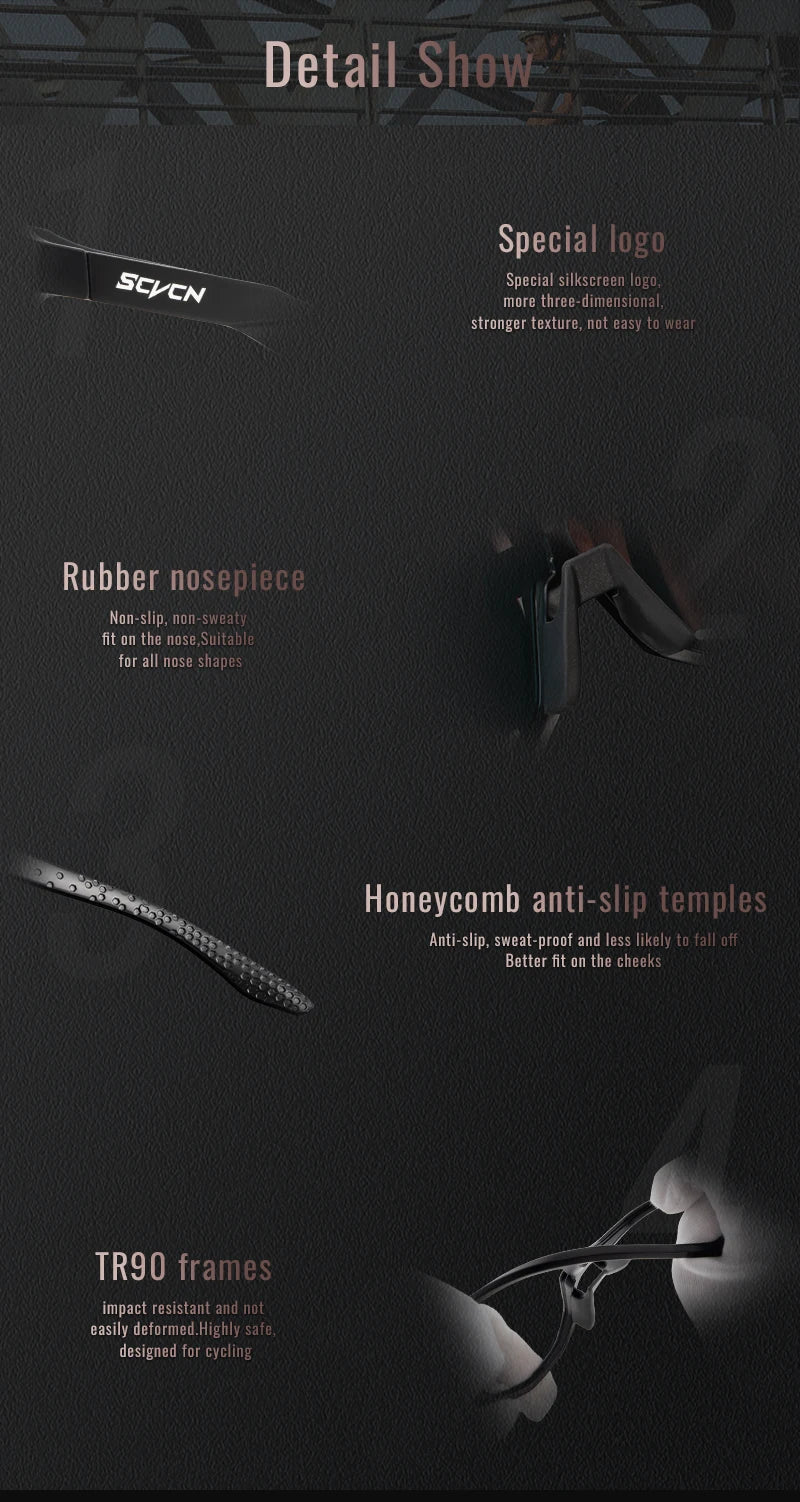 SCVCN Photochromic Sunglasses for Men Fashion Outdoor Sports Bicycle Cycling Glasses Woman Riding Goggles Eyewear Accessories