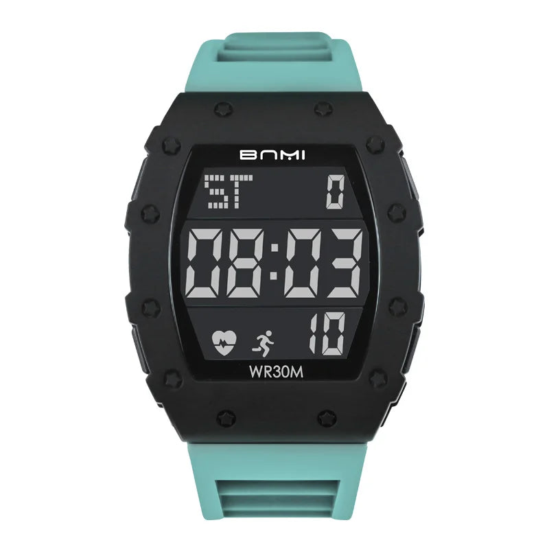 BNMI 2025 Men’s Outdoor Sports Digital Watch – Rectangle Face