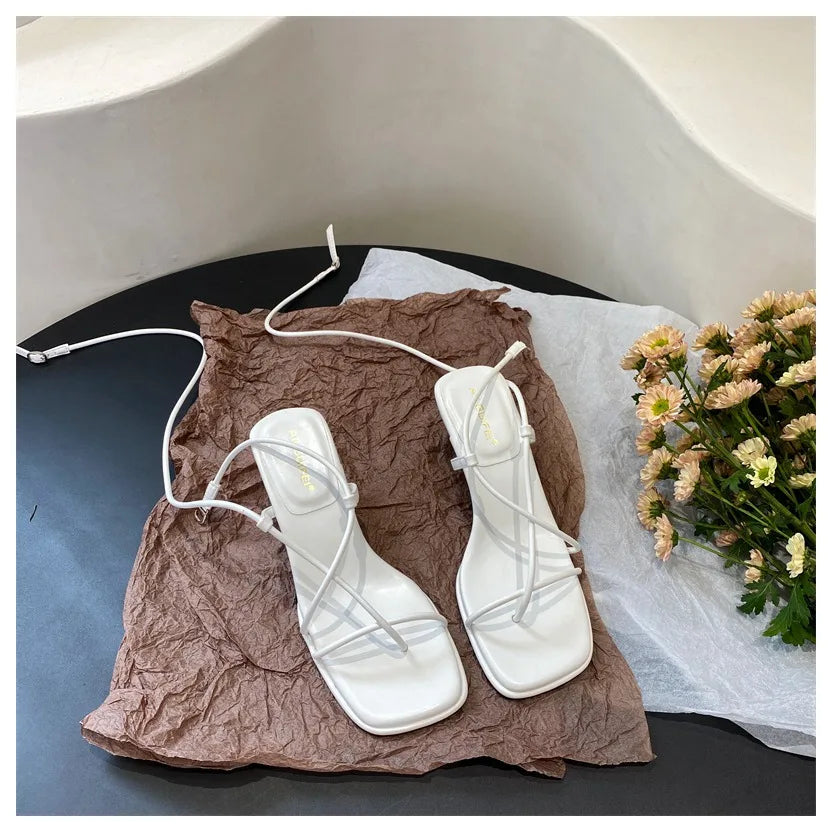 Women’s Summer Gladiator Sandals – Elegant High Heels with Buckle Strap for Party & Wedding