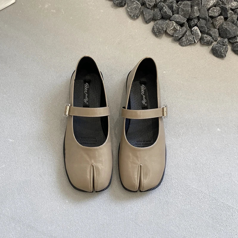 Women’s Split-Toe Loafers – SUOJIALUN Soft Flat Heel Casual Mary Jane Shoes