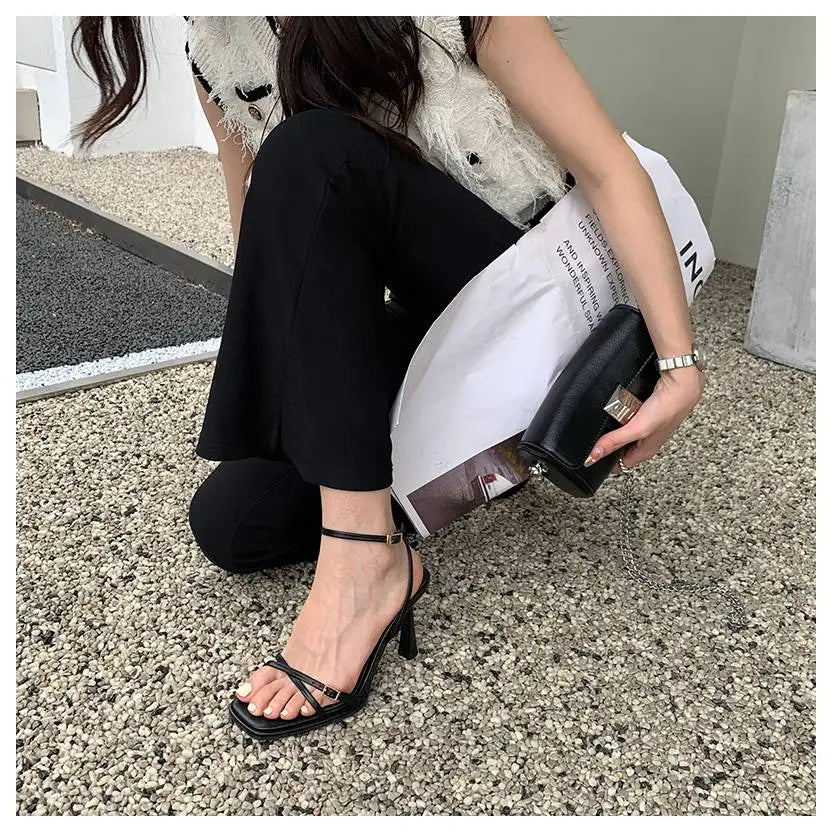 Women’s Summer Gladiator Sandals – Elegant High Heels with Buckle Strap for Party & Wedding