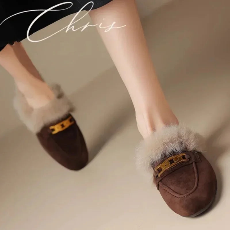 Women’s Winter Slippers – Suede, Warm Fur Mules & Plush Flats, Luxury Designer Shoes