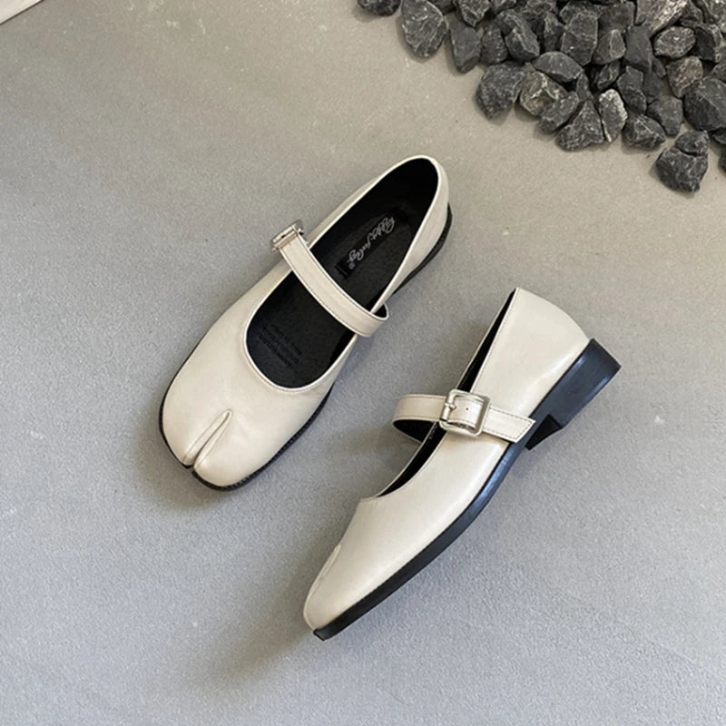 Women’s Split-Toe Loafers – SUOJIALUN Soft Flat Heel Casual Mary Jane Shoes