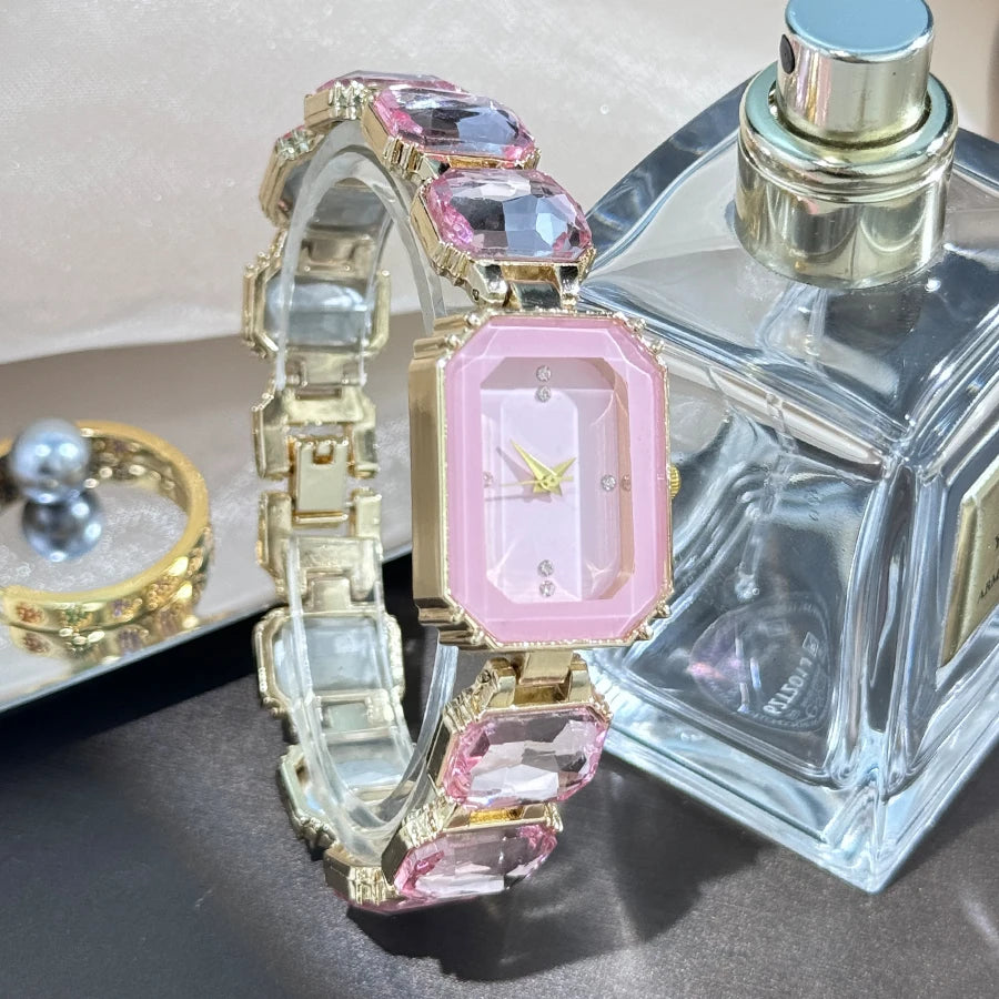 Ladies Rhinestone Dial Rectangular Fashion Watch