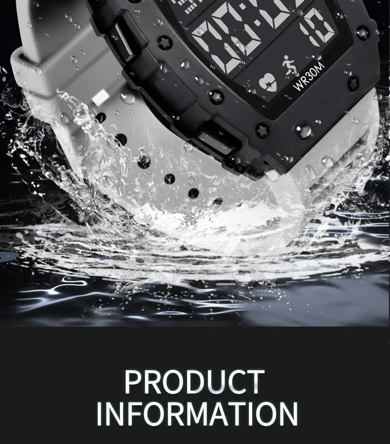 BNMI 2025 Men’s Outdoor Sports Digital Watch – Rectangle Face