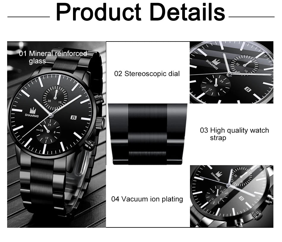 Fashion Men’s Quartz Watch – Stainless Steel Strap