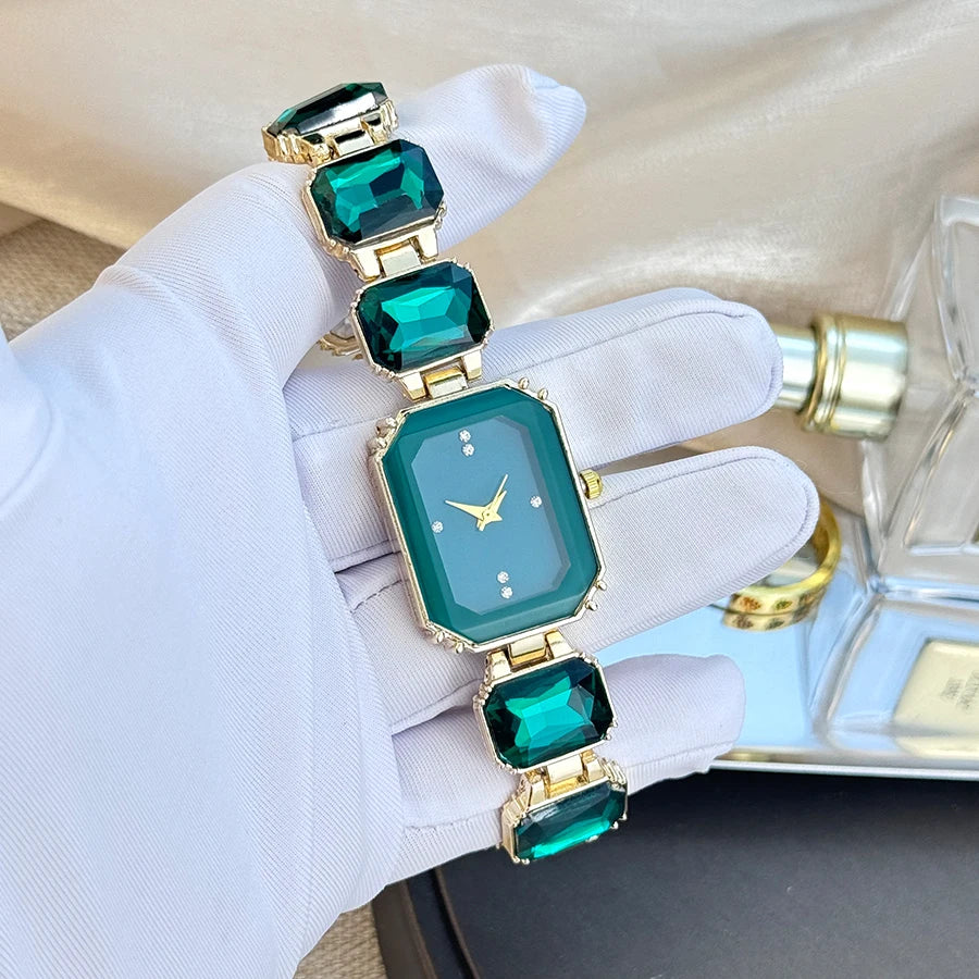 Ladies Rhinestone Dial Rectangular Fashion Watch