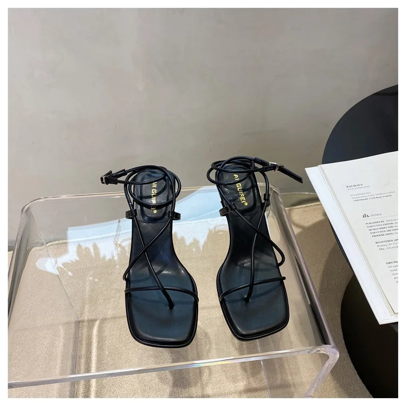 Women’s Summer Gladiator Sandals – Elegant High Heels with Buckle Strap for Party & Wedding