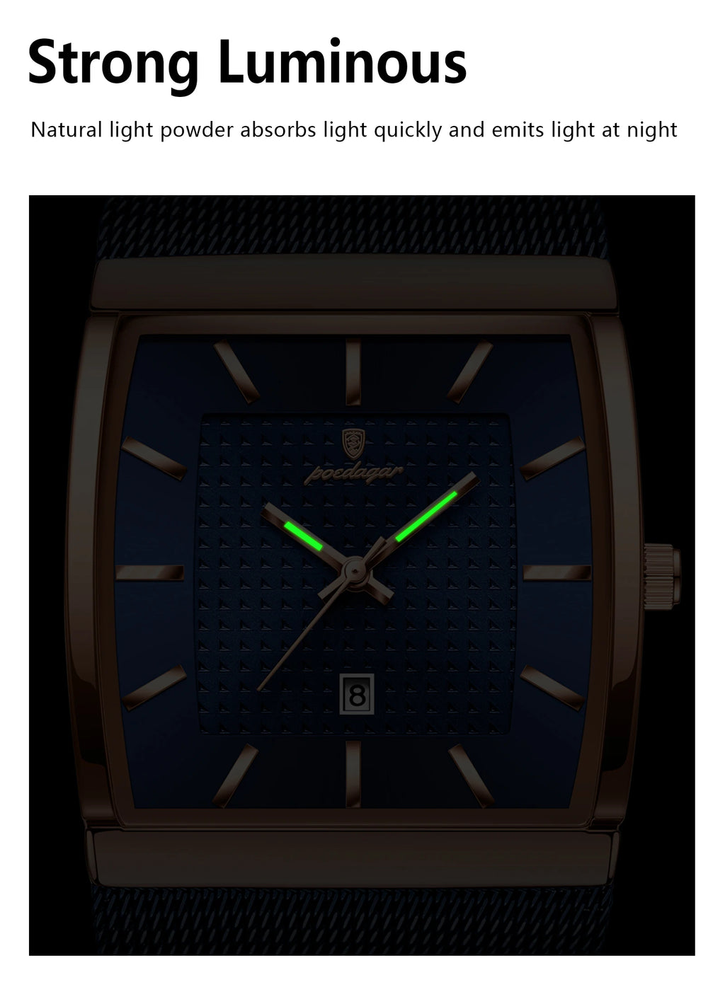 POEDAGAR Men’s Waterproof Quartz Wristwatch – Mesh Strap