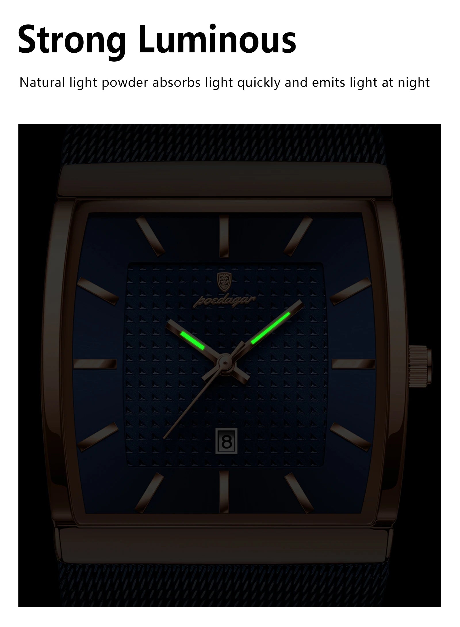 POEDAGAR Men’s Waterproof Quartz Wristwatch – Mesh Strap