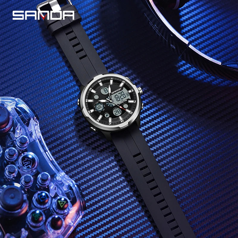 SANDA 9053 Dual-Display Sports Watch – 50M Waterproof