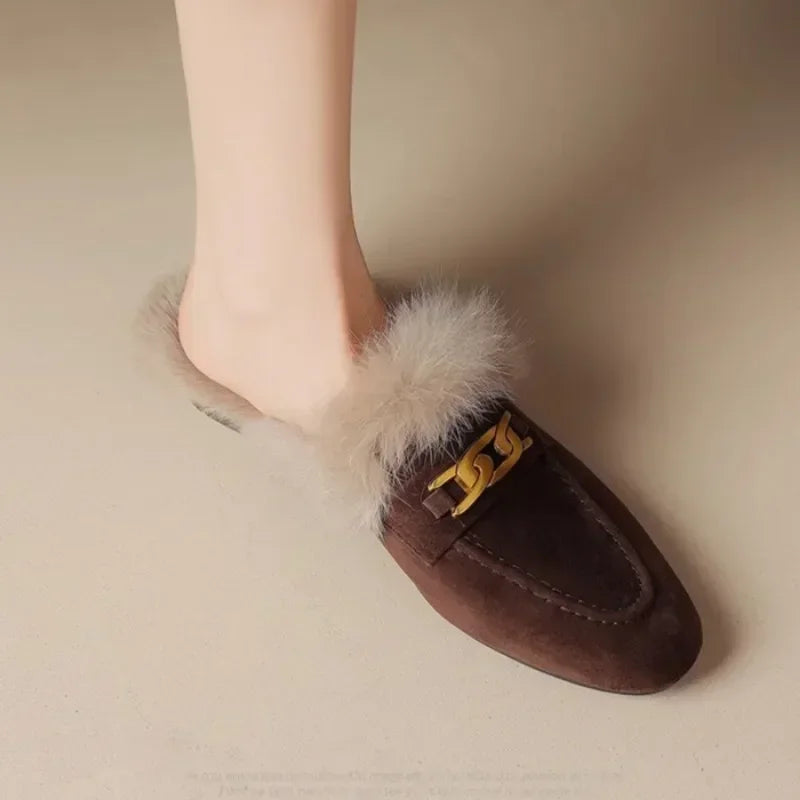 Women’s Winter Slippers – Suede, Warm Fur Mules & Plush Flats, Luxury Designer Shoes