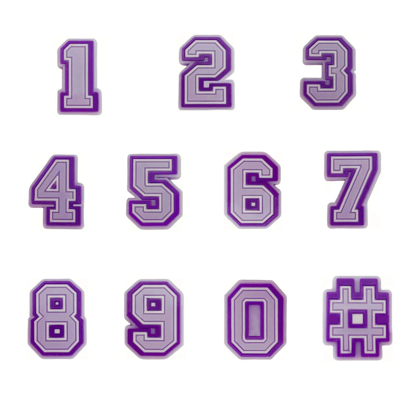 Purple Alphabet Letter Pins Shoe Charms for Crocs Clog Bubble Slides Accessories DIY Shoe Decoration Buckle Charms Party Gifts