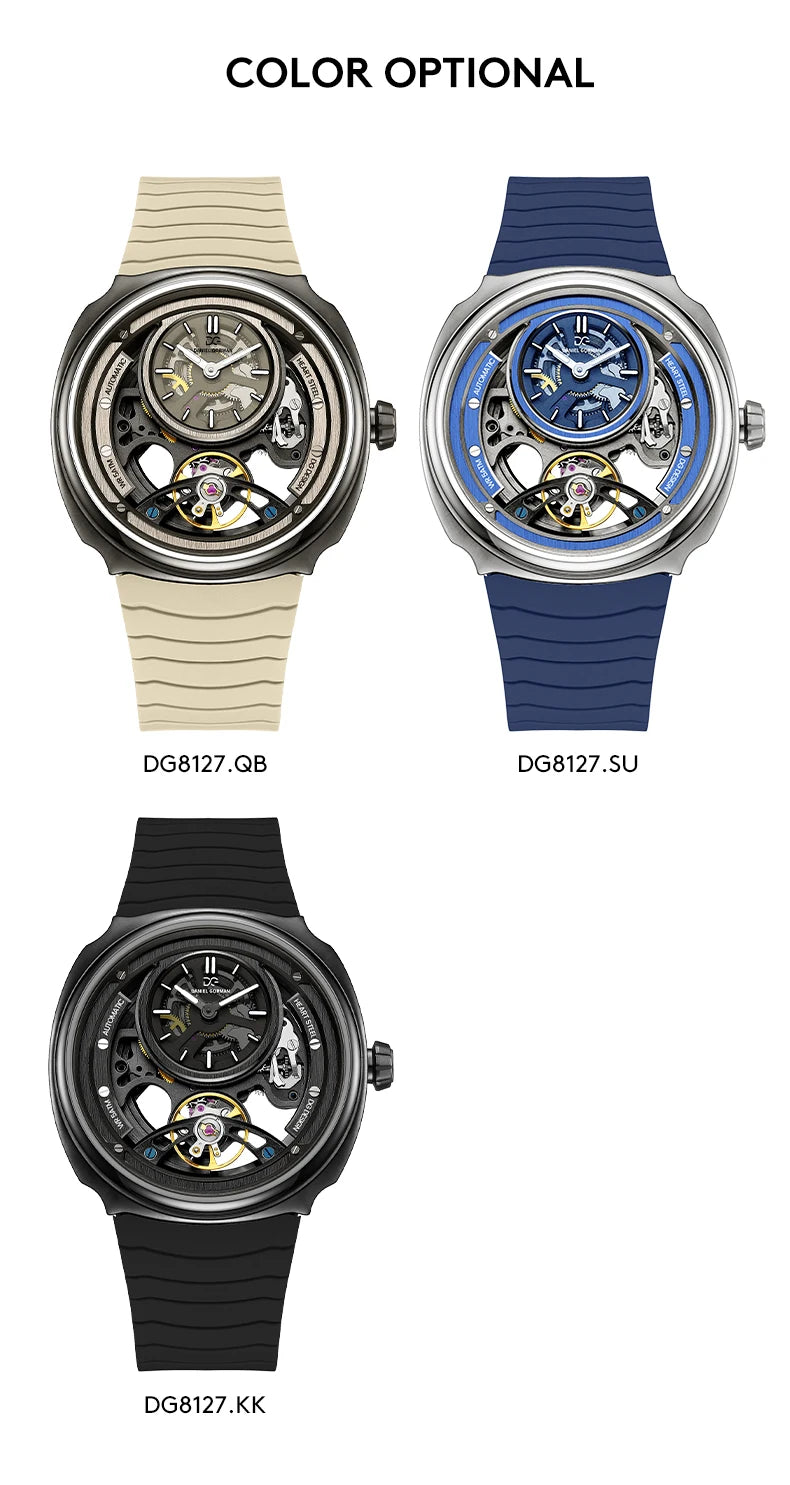 DANIEL GORMAN Men’s Automatic Watch – Sports Silicone Strap, 5 ATM Waterproof, Mechanical